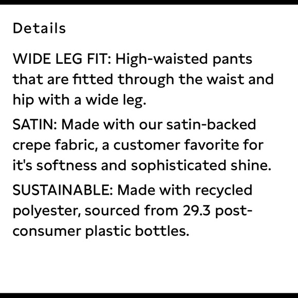 NWT Banana Republic Wide-Leg Satin Pull-On Pant - Picture 3 of 5